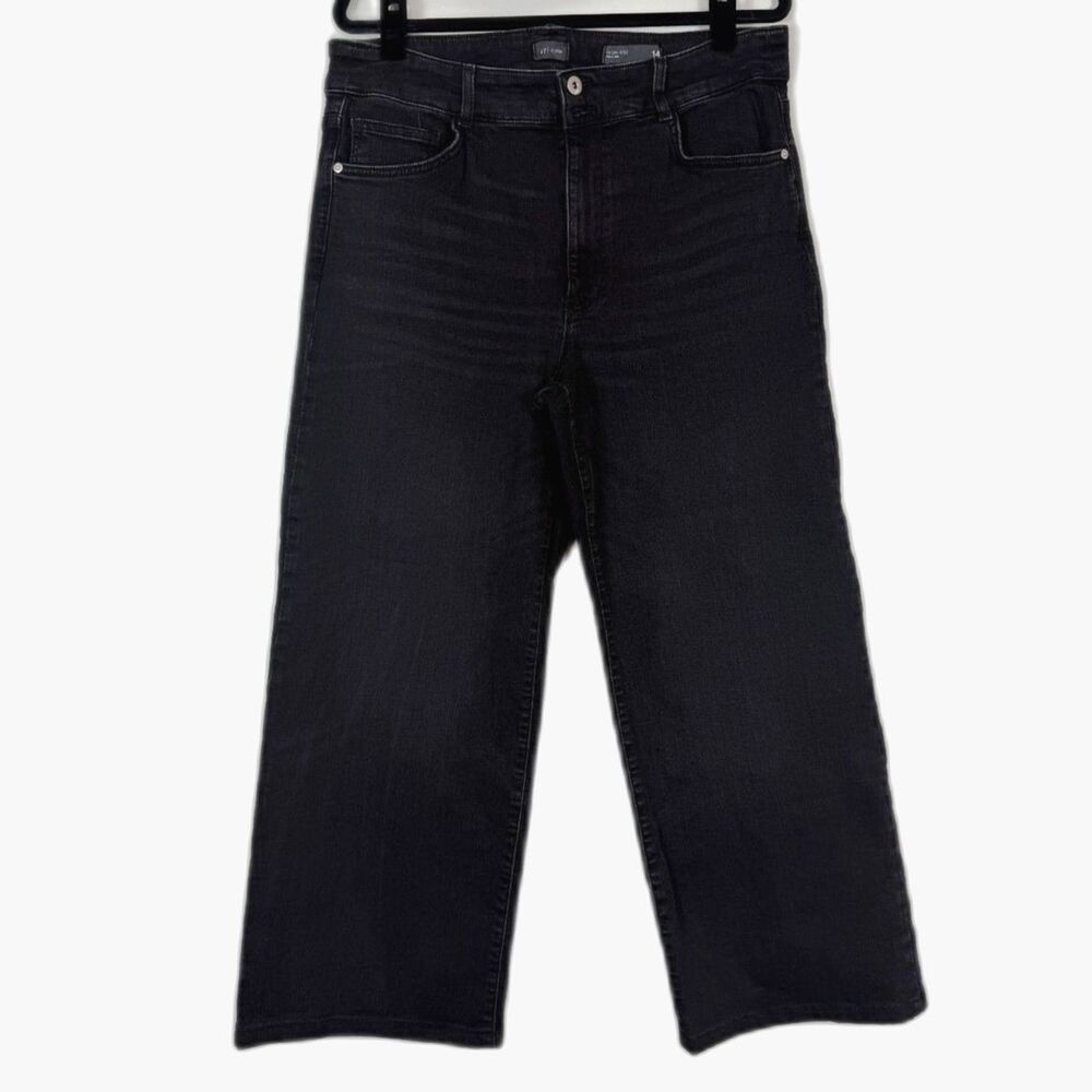 J Jill Jeans Womens 14 High Rise Full Leg Black Stretch Denim Wide